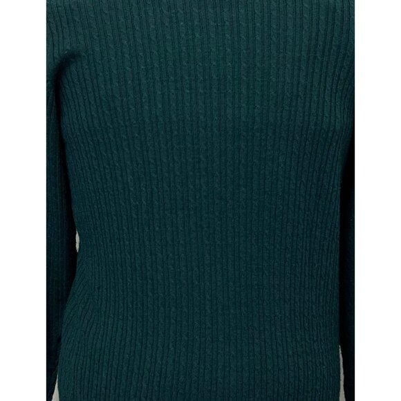 Vintage Talbots Womens Small Ribbed Merino Wool Sweater Green Made In Italy - Picture 4 of 8